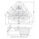 Wanna symetryczna POOLSPA FRANCJA XL 150x150cm. z hydromasażem. system SMART 1 standard. biała