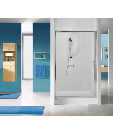 SANPLAST TX drzwi prysznicowe D2/TX5b-100-S sbW0 100x190cm profil srebrny błyszczący. wzór szyby W0 600-271-1110-38-401