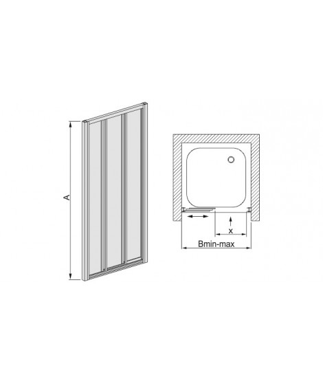 Drzwi prysznicowe 120-130x185cm SANPLAST DTr-c. profil biały ew. wzór szyby W5