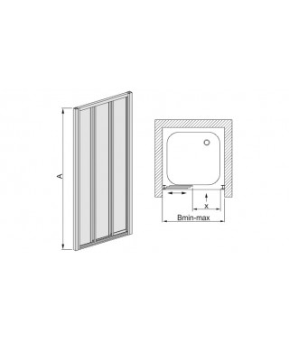 Drzwi prysznicowe 120-130x185cm SANPLAST DTr-c. profil biały ew. wzór szyby Pearl