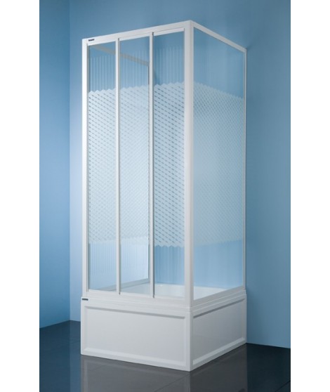 Kabina kwadratowa przyścienna KT/DTr-c 80x80x185cm SANPLAST CLASSIC profil biały.wzór szyby W4