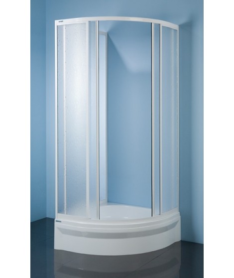 Kabina półokrągła przyścienna KT/KP-c 80x80x185 SANPLAST CLASSIC profil biały.wzór szyby W4