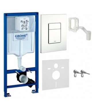 Stelaż WC Rapid SL GROHE z przyciskiem Skate Cosmopolitan chrom matowy i Grohe Fresh 5w1 38827000m