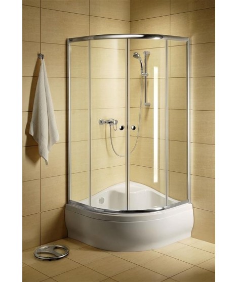Kabina półokrągła z drzwiami rozsuwanymi RADAWAY CLASSIC A1700 80x80x170 / chrom / szkło satinato